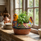 Talavera Chicken Planter | Hand-Painted Mexican Ceramic Statue Talavera Planter La Vie Bien Talavera Chicken Planter | Hand-Painted Mexican Ceramic Statue