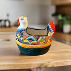 Talavera Chicken Planter | Hand-Painted Mexican Ceramic Statue Talavera Planter La Vie Bien Talavera Chicken Planter | Hand-Painted Mexican Ceramic Statue
