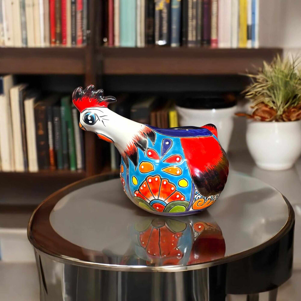 Talavera Chicken Planter | Handmade Mexican Ceramic Pot Talavera Planter La Vie Bien Talavera Chicken Planter | Handmade Mexican Ceramic Pot