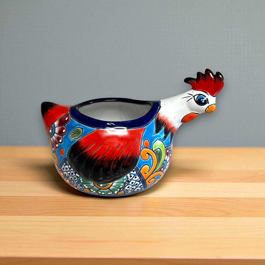 Talavera Chicken Planter | Handmade Mexican Ceramic Pot Talavera Planter La Vie Bien Talavera Chicken Planter | Handmade Mexican Ceramic Pot