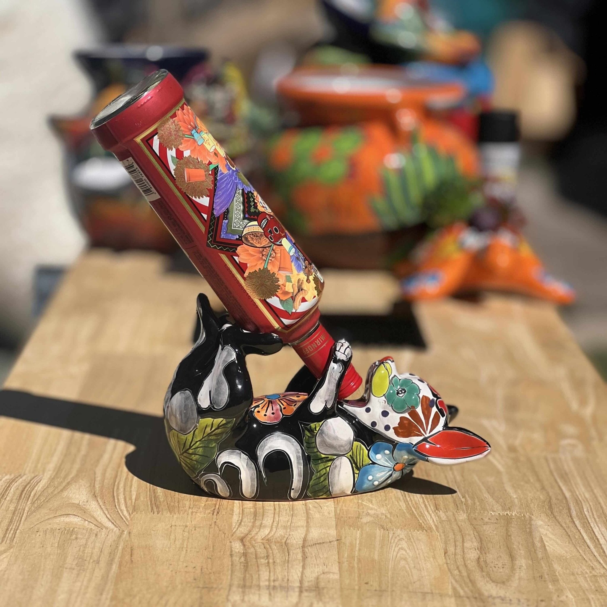 Talavera Chihuahua Bottle Holder | Hand-Painted Mexican Dog Statue Talavera Figurine La Vie Bien Talavera Chihuahua Bottle Holder | Hand-Painted Mexican Dog Statue