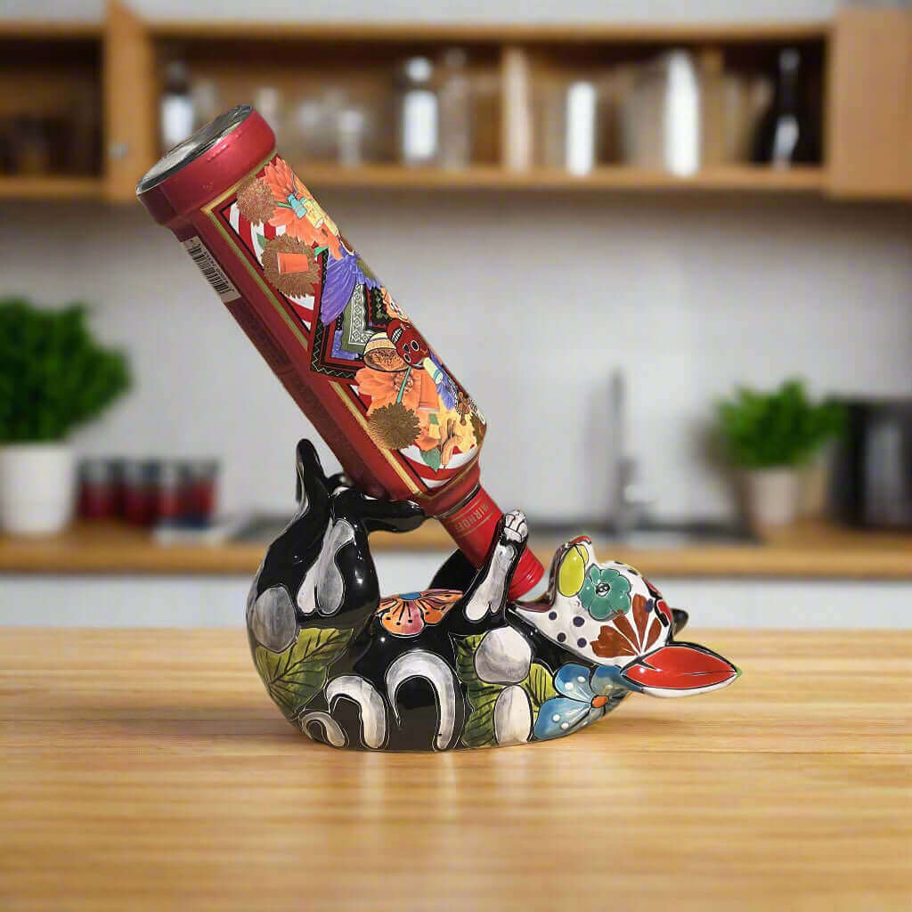 Talavera Chihuahua Bottle Holder | Hand - Painted Mexican Dog Statue Talavera Figurine La Vie Bien Talavera Chihuahua Bottle Holder | Hand - Painted Mexican Dog Statue