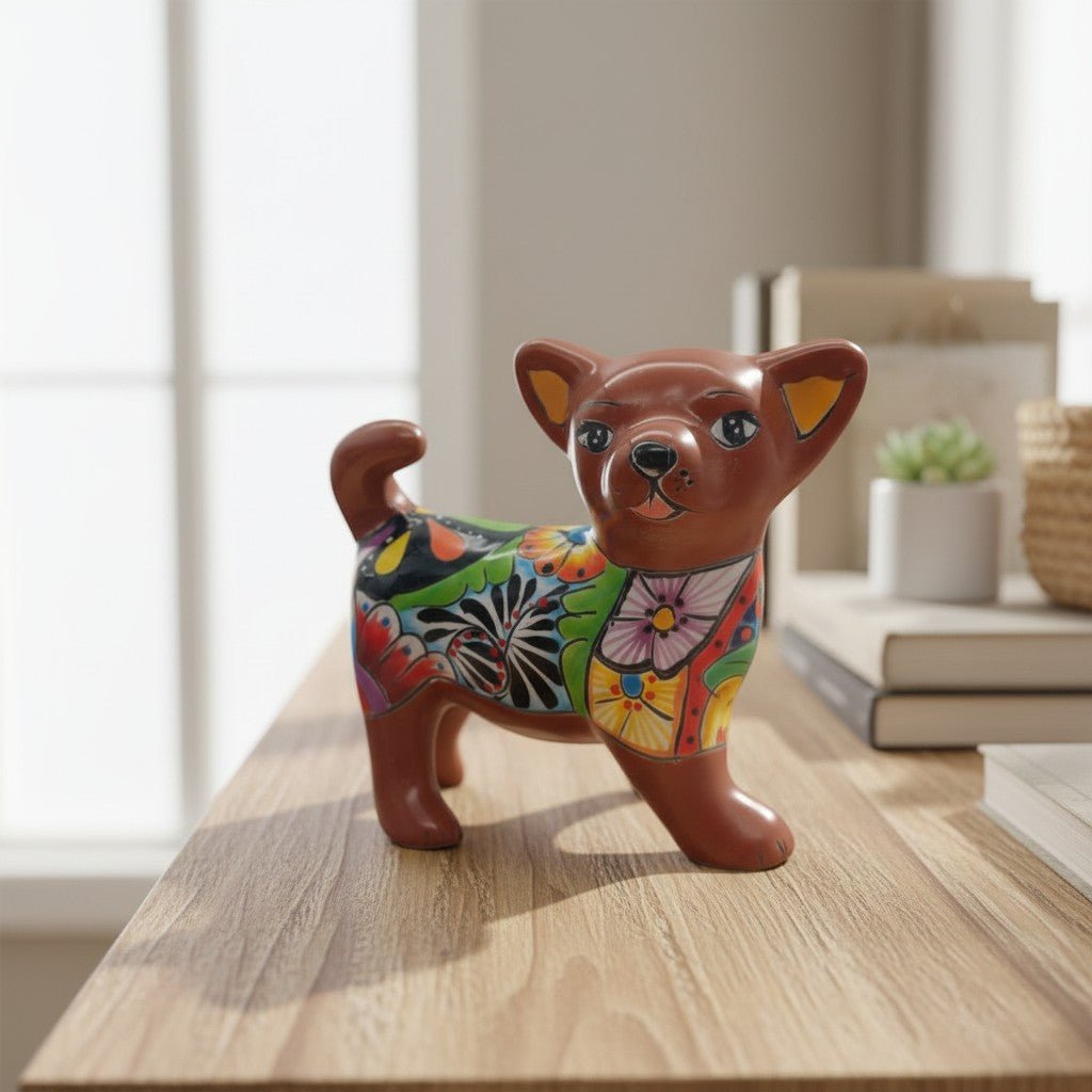 Talavera Chihuahua Dog Figurine | Handcrafted Mexican Art Talavera Figurine La Vie Bien Talavera Chihuahua Dog Figurine | Handcrafted Mexican Art
