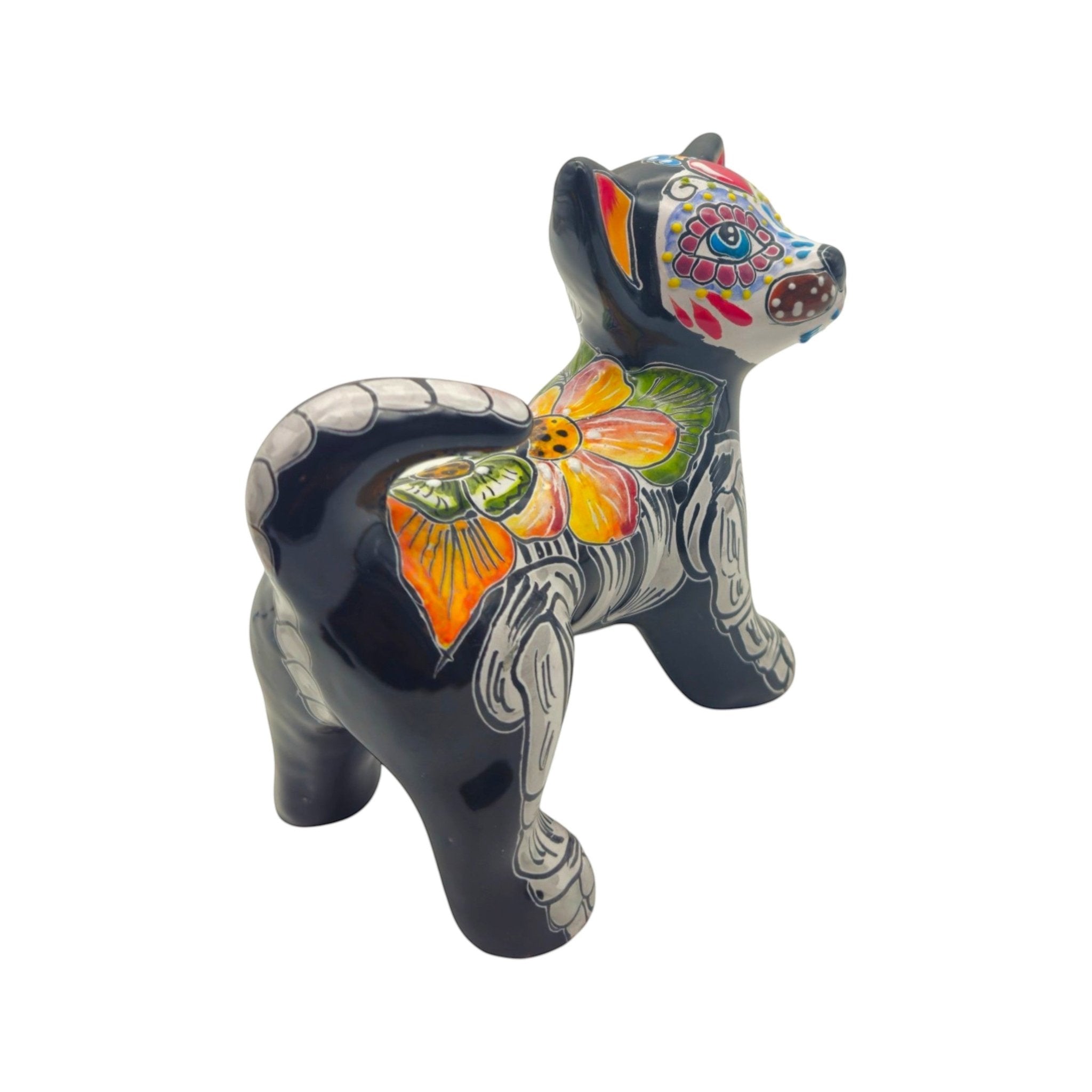 Talavera Chihuahua Figurine | Hand-Painted Day of the Dead Art Talavera Figurine La Vie Bien Talavera Chihuahua Figurine | Hand-Painted Day of the Dead Art