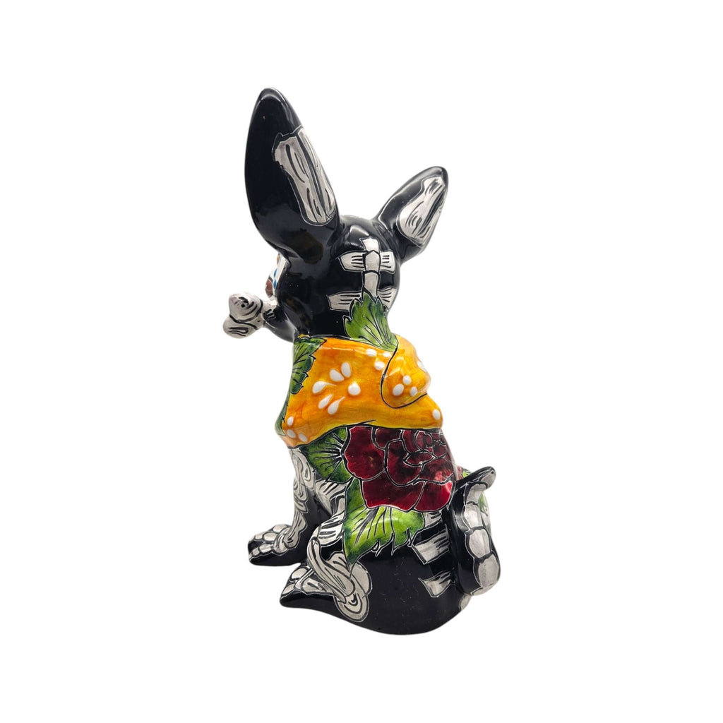 Talavera Chihuahua Holding Bone | Day of the Dead Dog Figurine Talavera Figurine La Vie Bien Talavera Chihuahua Holding Bone | Day of the Dead Dog Figurine