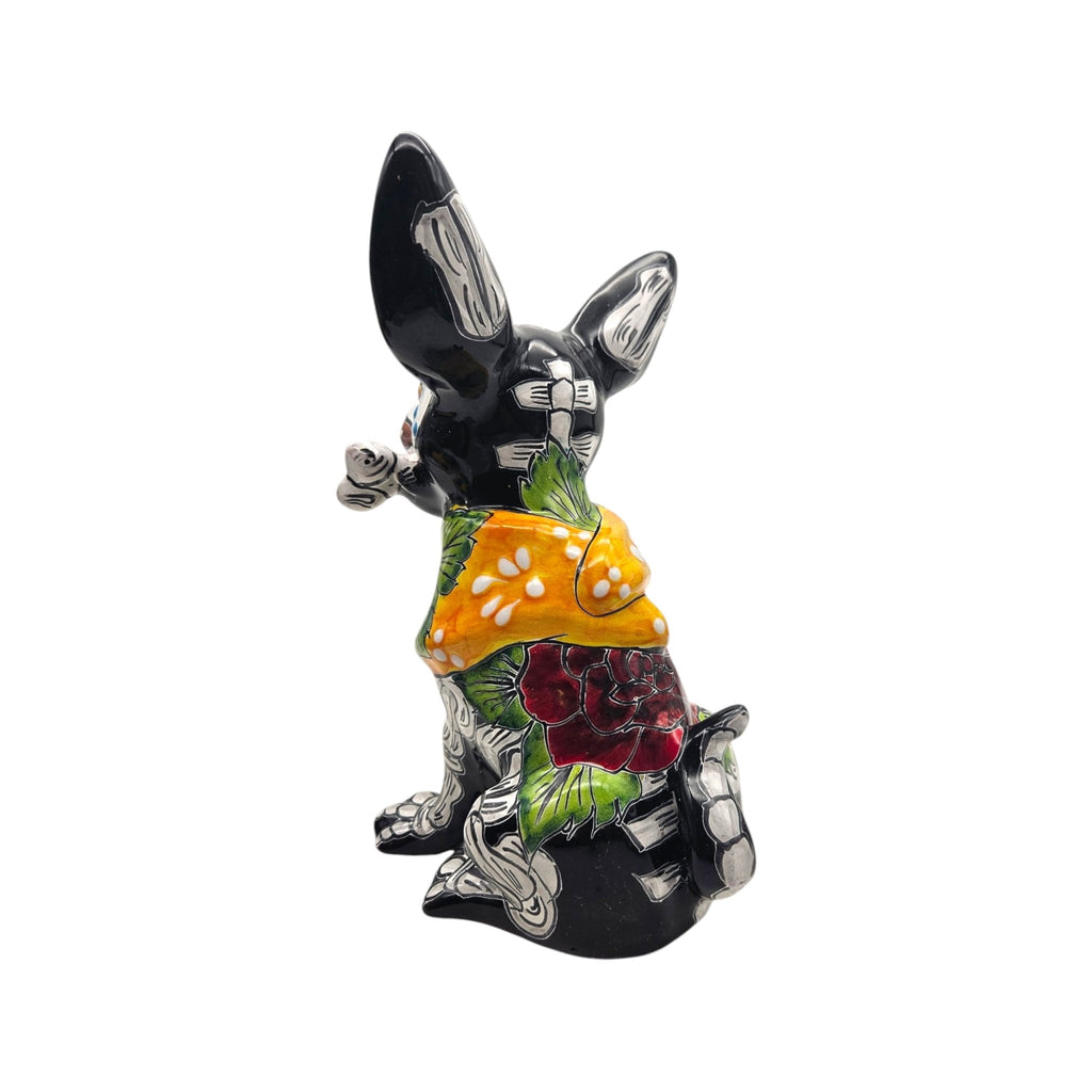 Talavera Chihuahua Holding Bone | Day of the Dead Dog Figurine Talavera Figurine La Vie Bien Talavera Chihuahua Holding Bone | Day of the Dead Dog Figurine