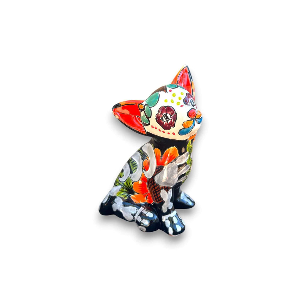 Talavera Chihuahua Statue | Day of the Dead Mexican Pottery Decor Talavera Figurine La Vie Bien Talavera Chihuahua Statue | Day of the Dead Mexican Pottery Decor