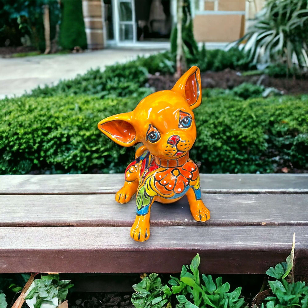 Talavera Chihuahua Statue | Sad Handmade Mexican Dog Talavera Figurine La Vie Bien Talavera Chihuahua Statue | Sad Handmade Mexican Dog