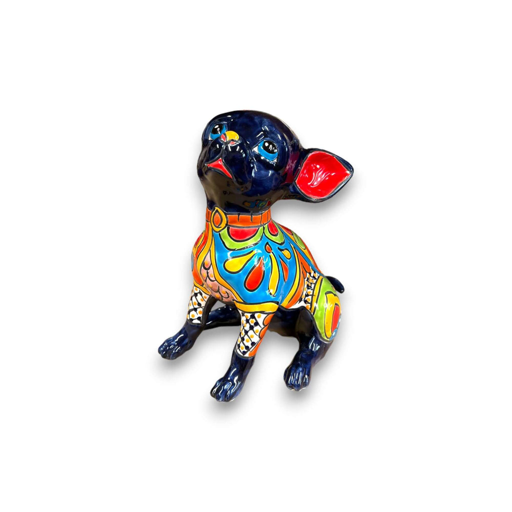 Talavera Chihuahua Statue | Sad Handmade Mexican Dog Talavera Figurine La Vie Bien Talavera Chihuahua Statue | Sad Handmade Mexican Dog
