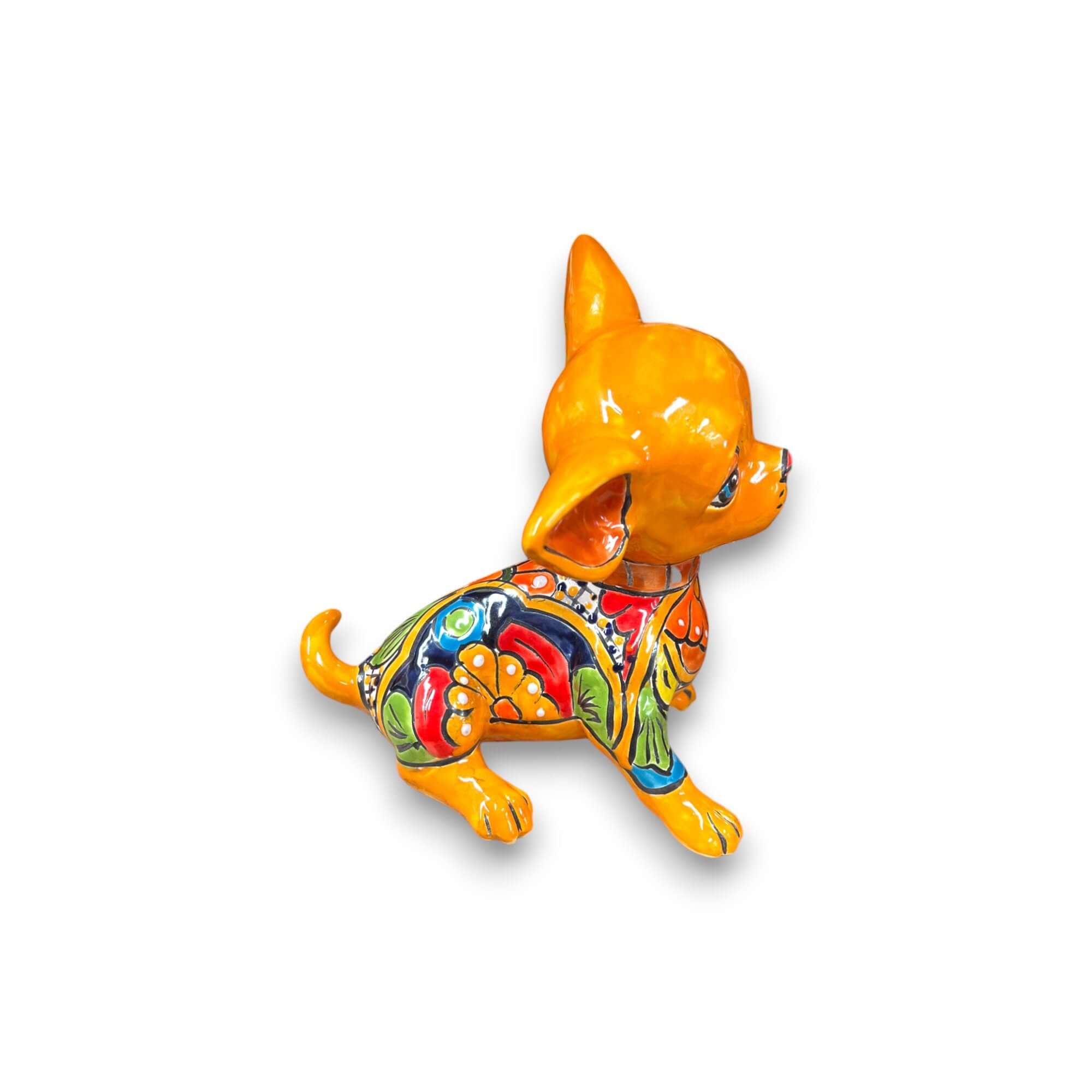Talavera Chihuahua Statue | Sad Handmade Mexican Dog Talavera Figurine La Vie Bien Talavera Chihuahua Statue | Sad Handmade Mexican Dog