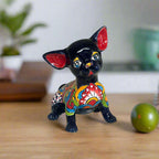 Talavera Chihuahua Statue | Sad Handmade Mexican Dog Talavera Figurine La Vie Bien Talavera Chihuahua Statue | Sad Handmade Mexican Dog