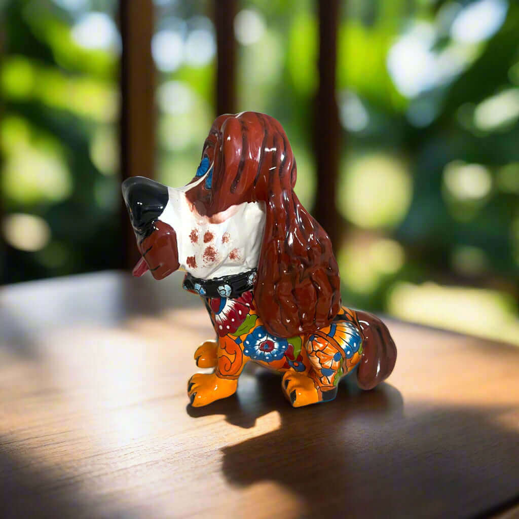 Talavera Cocker Spaniel Statue | Colorful Hand - Painted Mexican Dog Art Talavera Statue La Vie Bien Talavera Cocker Spaniel Statue | Colorful Hand - Painted Mexican Dog Art