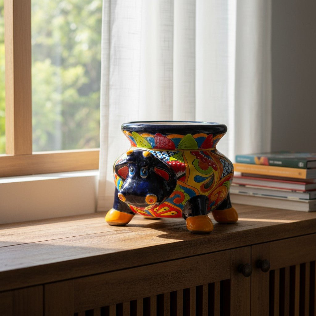 Talavera Cow Planter | Handcrafted Mexican Pottery for Home & Garden Talavera Planter La Vie Bien Talavera Cow Planter | Handcrafted Mexican Pottery for Home & Garden