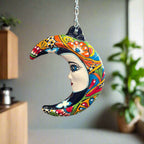 Talavera Crescent Moon Face | Hanging Mexican Wall Art Talavera Wall Art La Vie Bien Talavera Crescent Moon Face | Hanging Mexican Wall Art