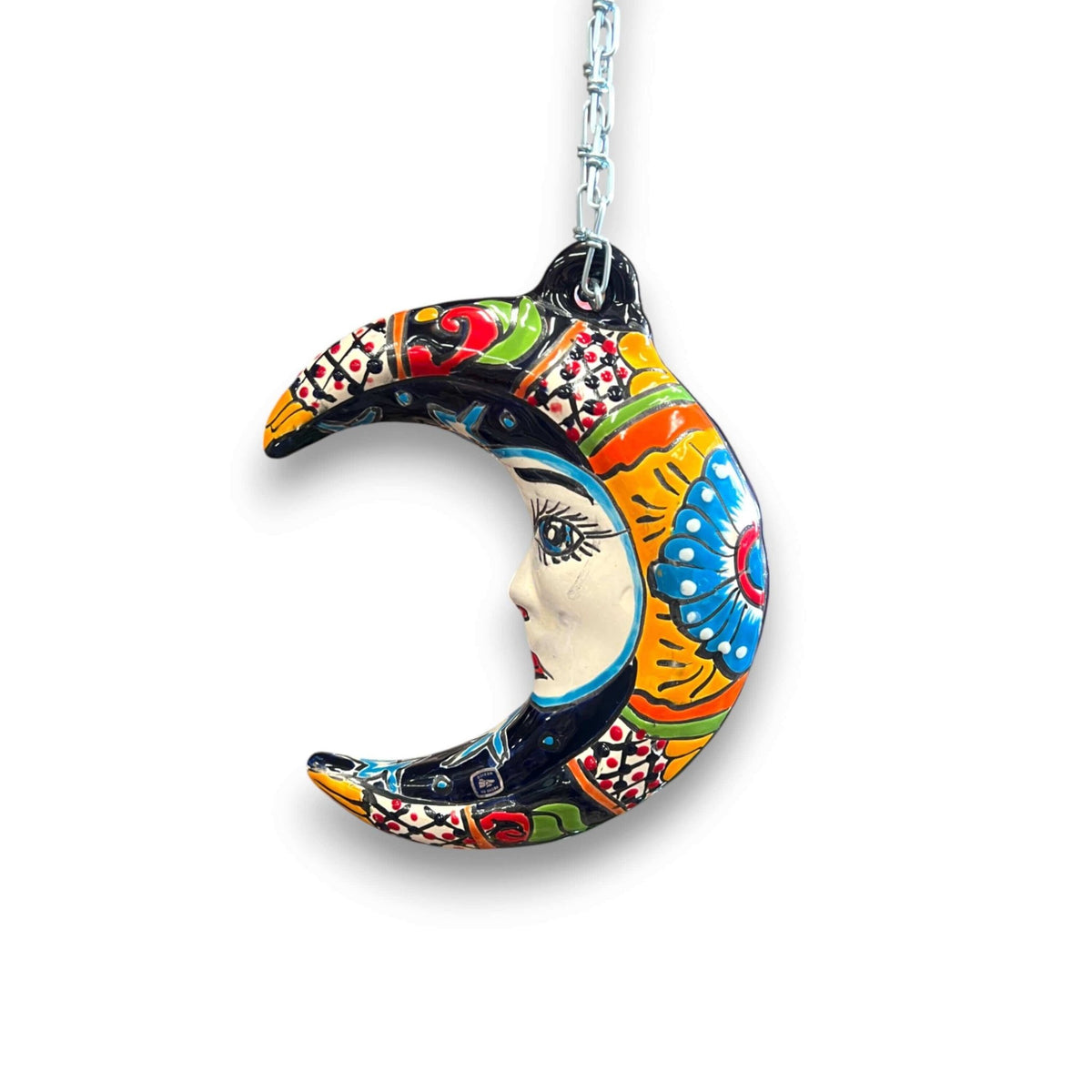 Talavera Crescent Moon Face | Hanging Mexican Wall Art Talavera Wall Art La Vie Bien Talavera Crescent Moon Face | Hanging Mexican Wall Art