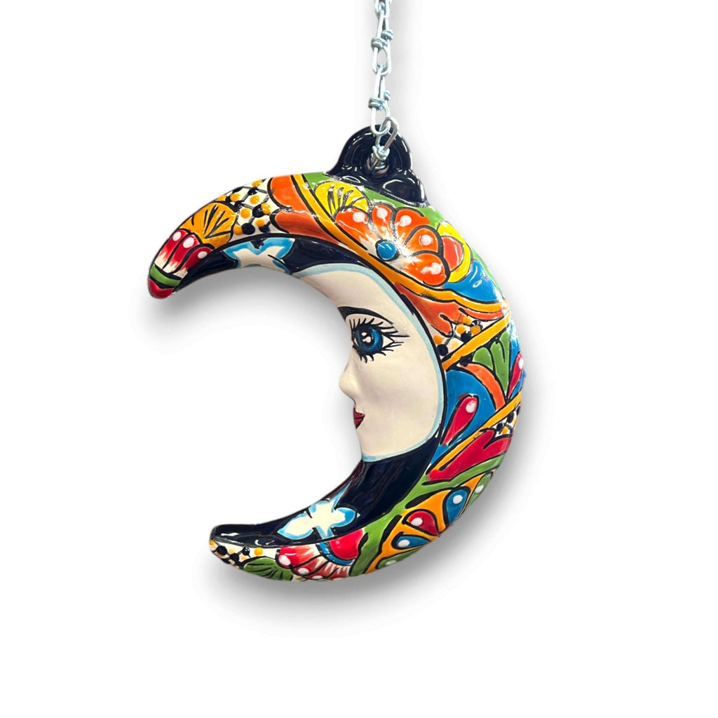 Talavera Crescent Moon Face | Hanging Mexican Wall Art Talavera Wall Art La Vie Bien Talavera Crescent Moon Face | Hanging Mexican Wall Art