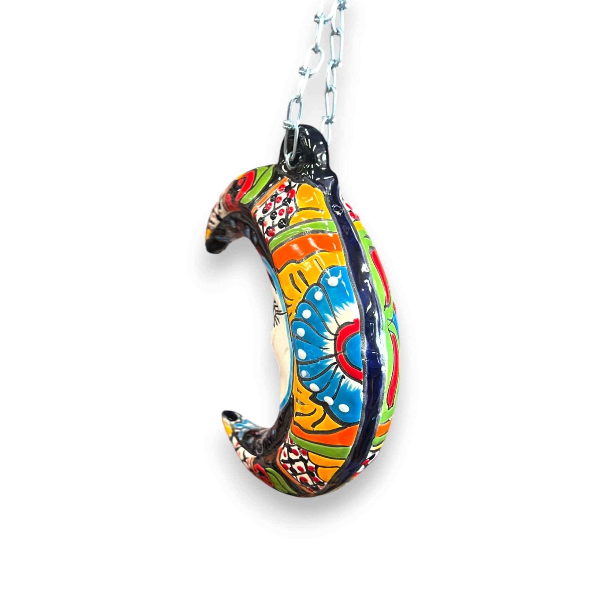 Talavera Crescent Moon Face | Hanging Mexican Wall Art Talavera Wall Art La Vie Bien Talavera Crescent Moon Face | Hanging Mexican Wall Art