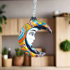 Talavera Crescent Moon Face | Hanging Mexican Wall Art Talavera Wall Art La Vie Bien Talavera Crescent Moon Face | Hanging Mexican Wall Art