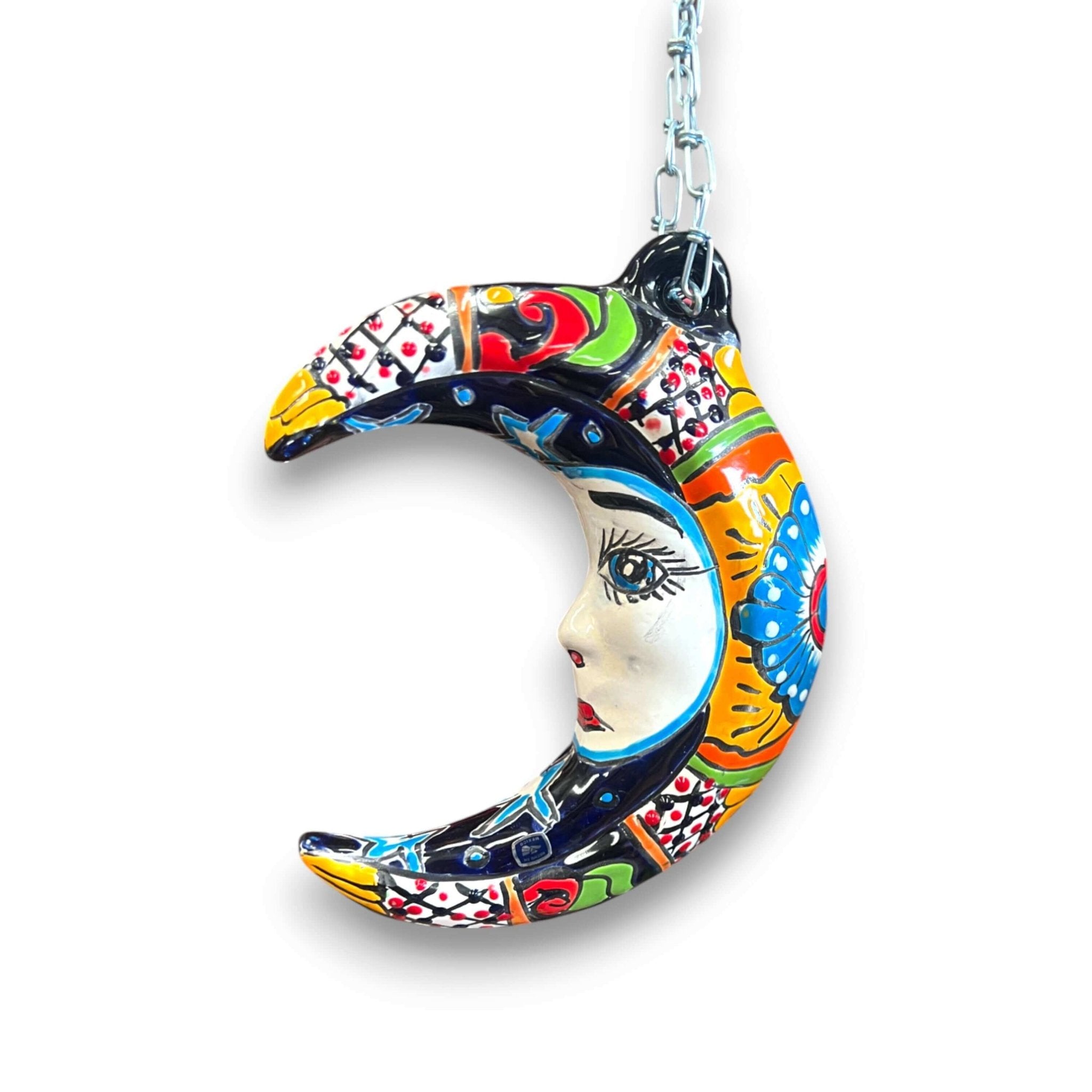 Talavera Crescent Moon Face | Hanging Mexican Wall Art Talavera Wall Art La Vie Bien Talavera Crescent Moon Face | Hanging Mexican Wall Art