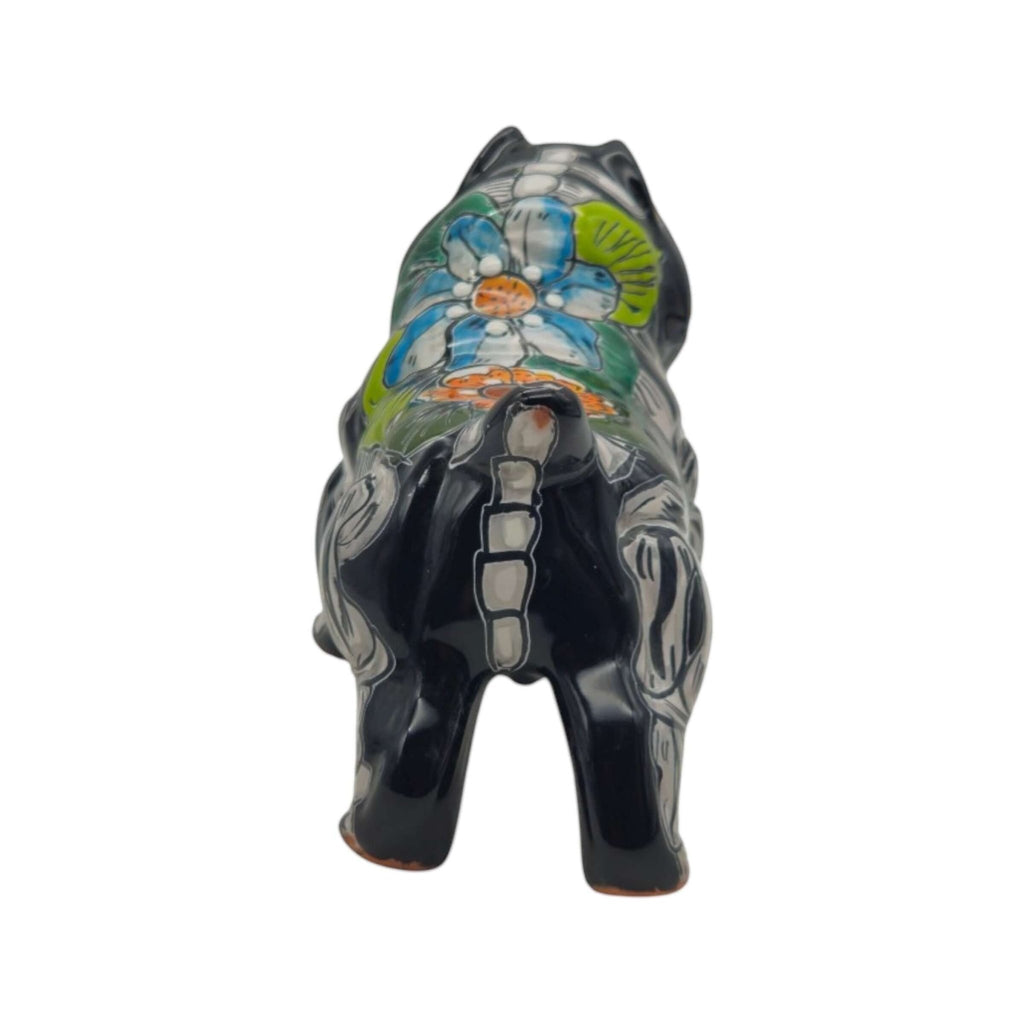 Talavera Cropped Ear Dog Statue | Day of the Dead Design Talavera Statue La Vie Bien Talavera Cropped Ear Dog Statue | Day of the Dead Design