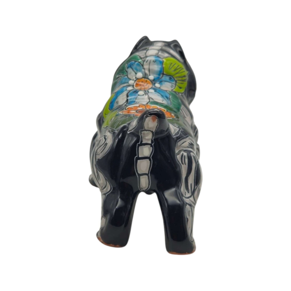 Talavera Cropped Ear Dog Statue | Day of the Dead Design Talavera Statue La Vie Bien Talavera Cropped Ear Dog Statue | Day of the Dead Design