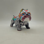Talavera Cropped Ear Dog Statue | Day of the Dead Design