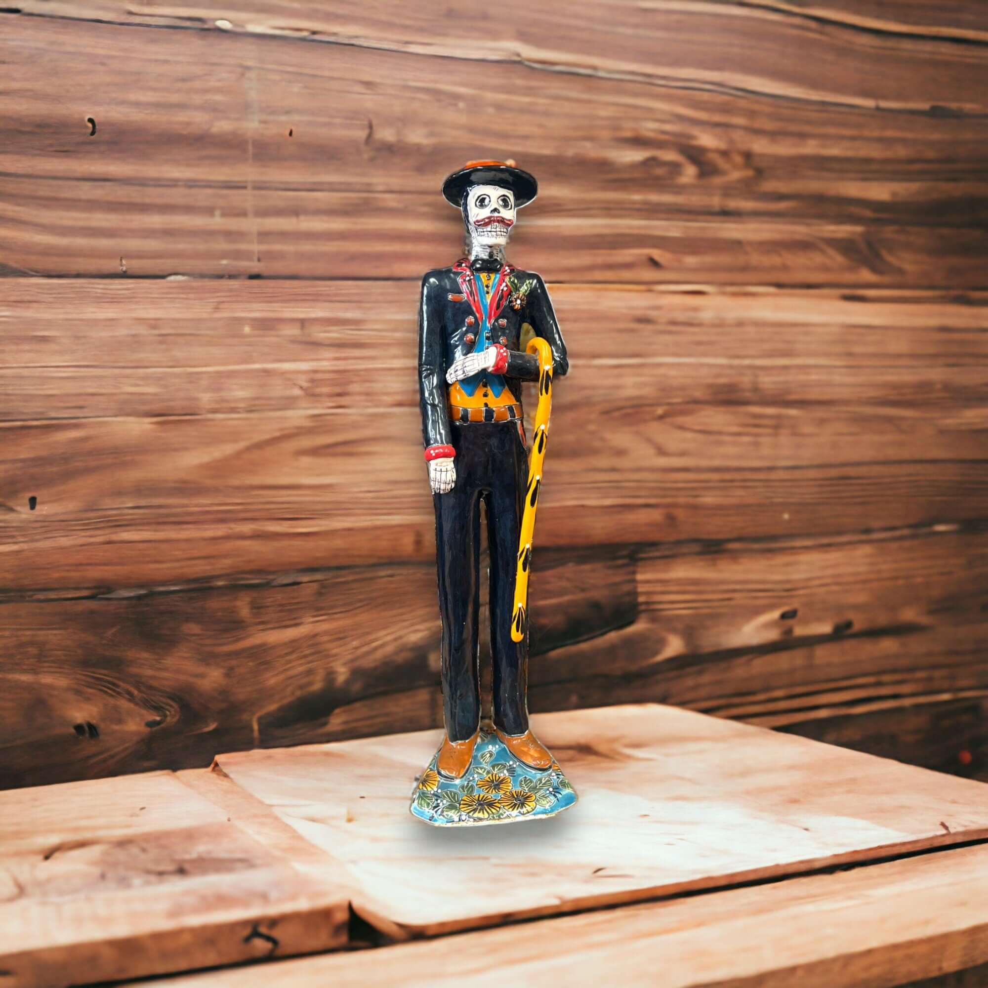 Talavera Day of the Dead Catrin | Handmade Wedding Skeleton Man Talavera Statue La Vie Bien Talavera Day of the Dead Catrin | Handmade Wedding Skeleton Man
