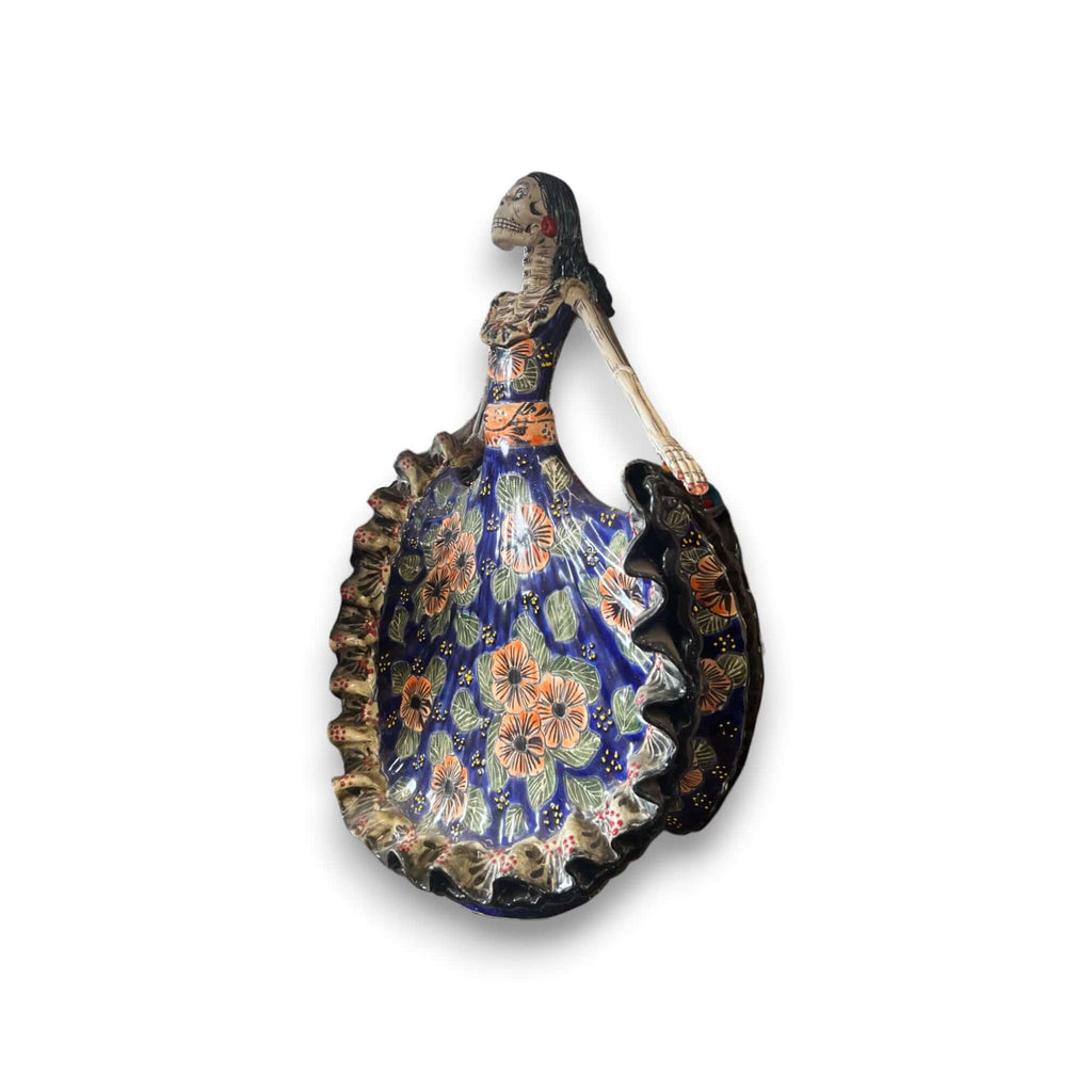 Talavera Day of the Dead Catrina | Colorful Dress Figurine Talavera Figurine La Vie Bien Talavera Day of the Dead Catrina | Colorful Dress Figurine