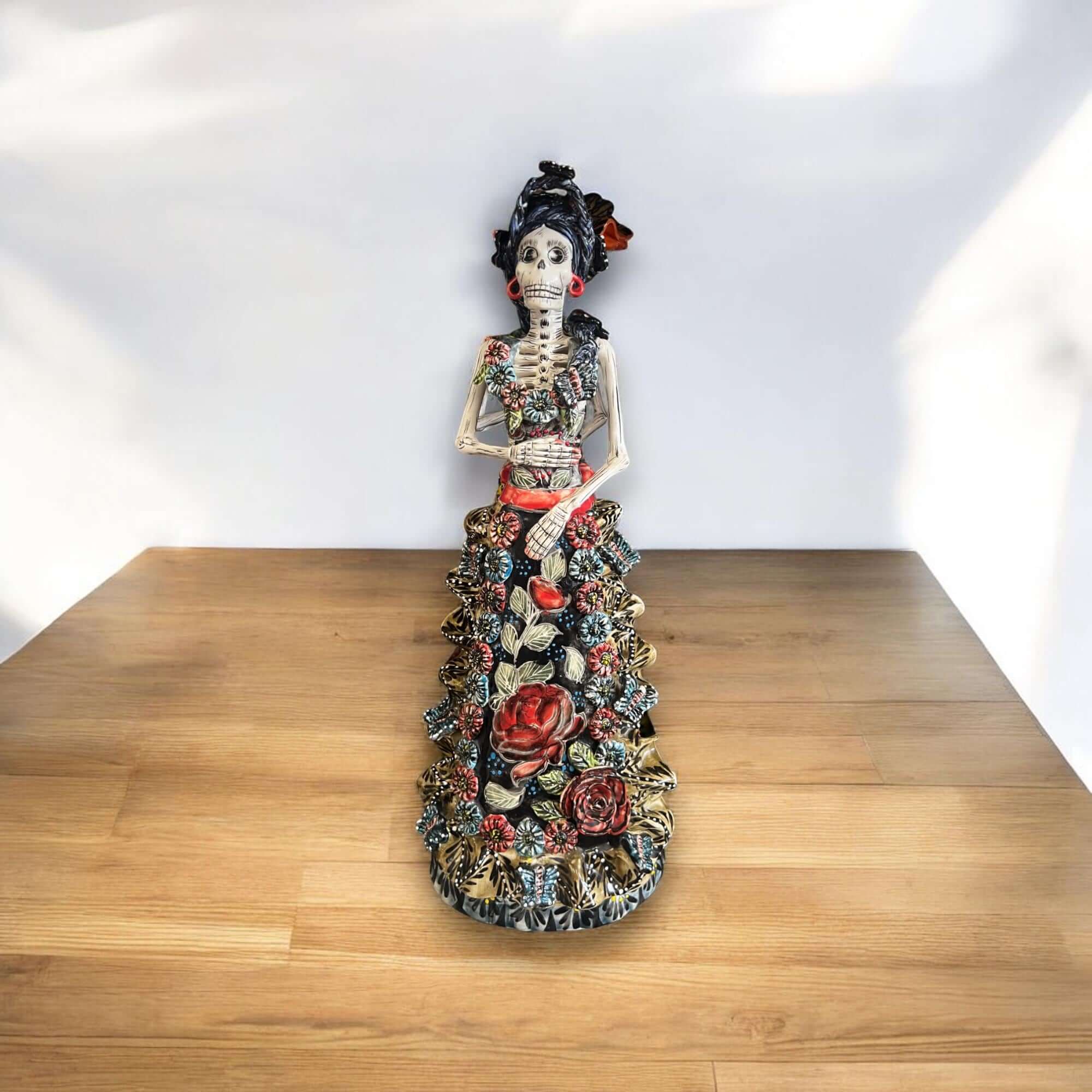Talavera Day of the Dead Catrina Figurine | Updo in Vibrant Dress Talavera Figurine La Vie Bien Talavera Day of the Dead Catrina Figurine | Updo in Vibrant Dress