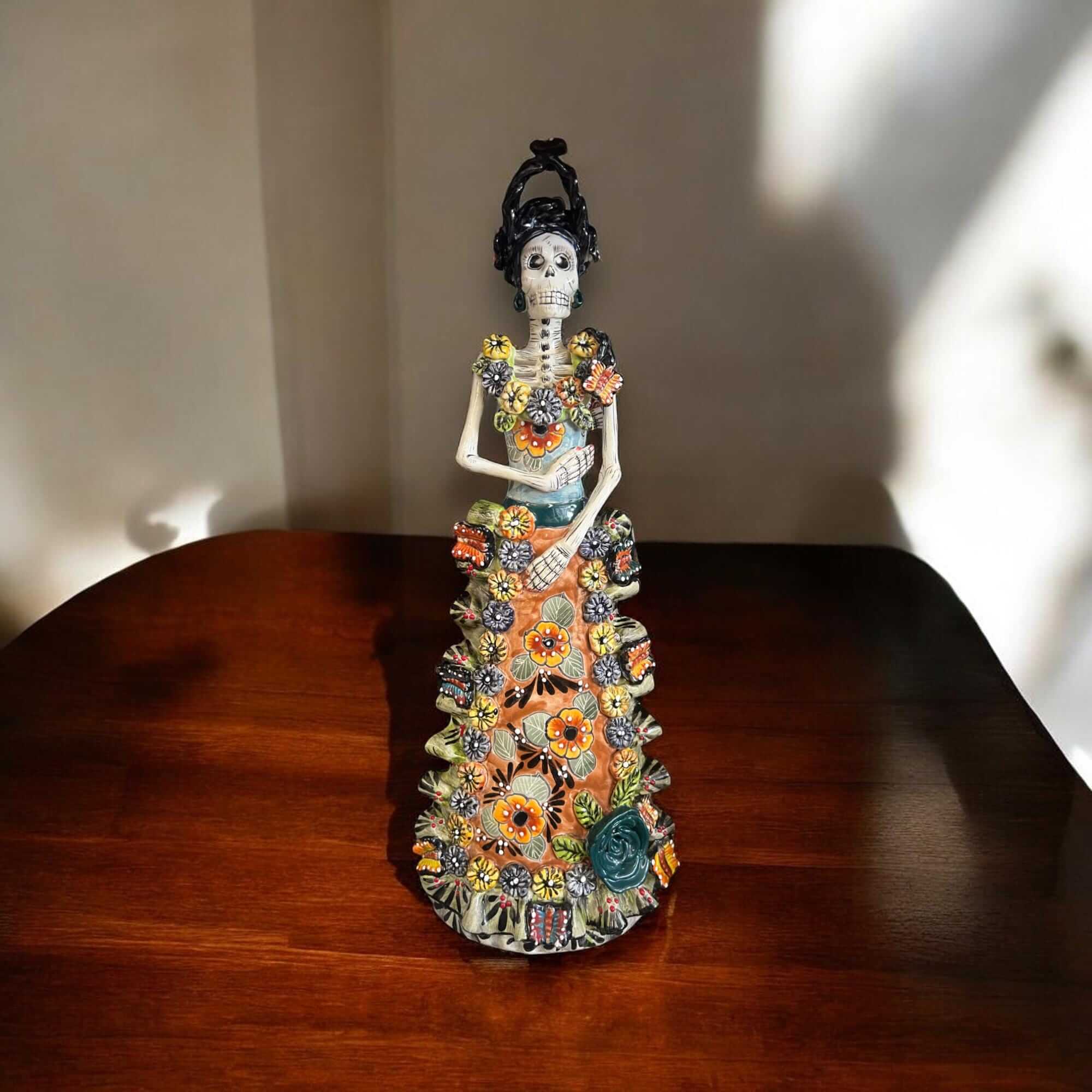 Talavera Day of the Dead Catrina Figurine | Updo in Vibrant Dress Talavera Figurine La Vie Bien Talavera Day of the Dead Catrina Figurine | Updo in Vibrant Dress