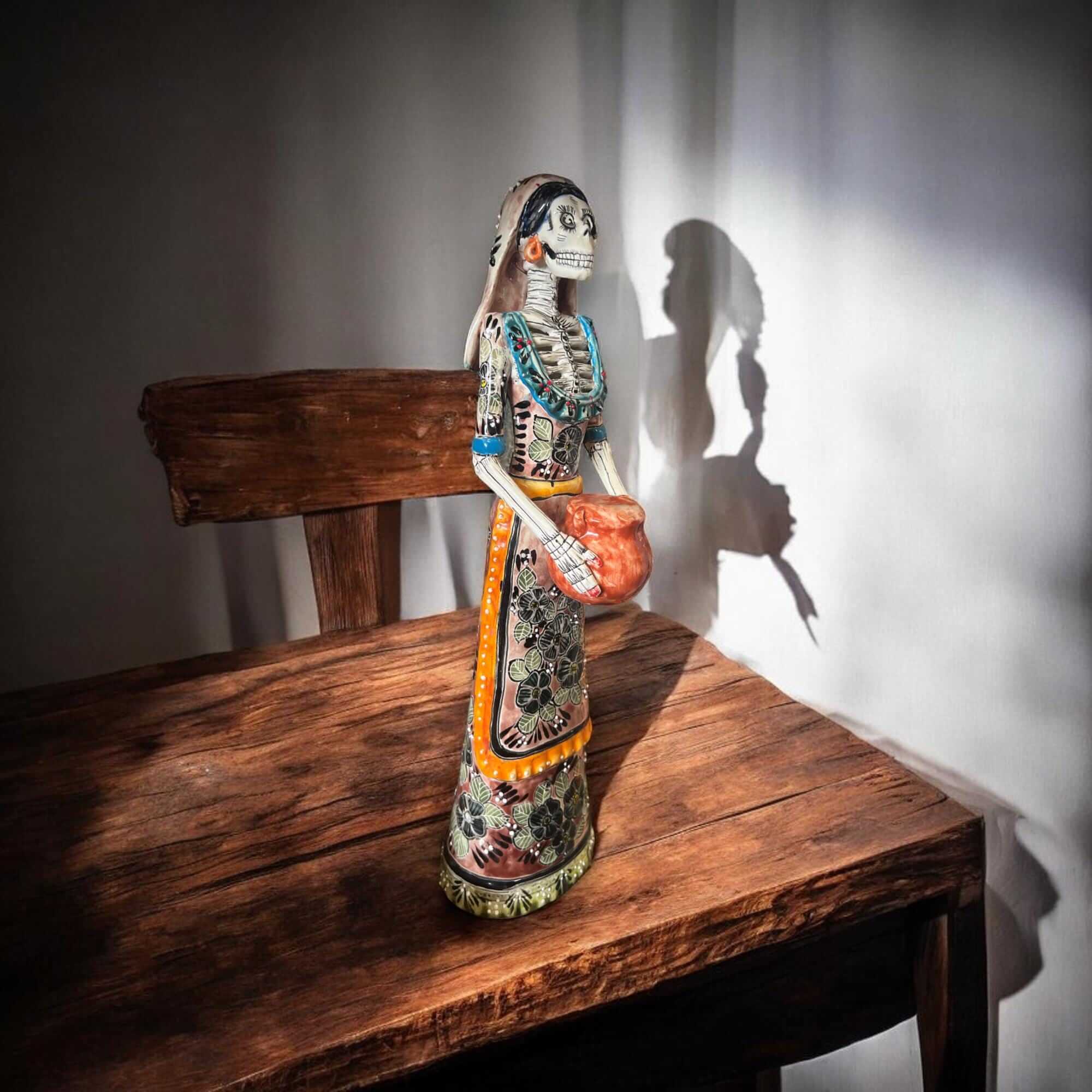 Talavera Day of the Dead Catrina | Pan Dulce Wedding Decoration Talavera Figurine La Vie Bien Talavera Day of the Dead Catrina | Pan Dulce Wedding Decoration