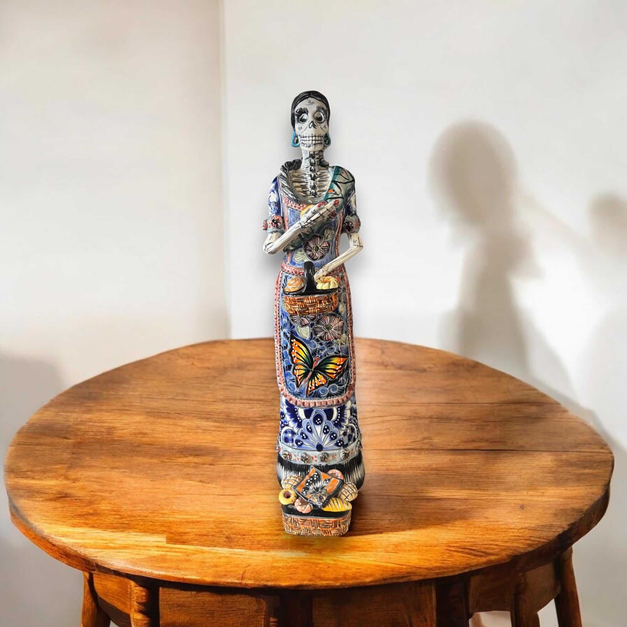 Talavera Day of the Dead Catrina | Pan Dulce Wedding Decoration Talavera Figurine La Vie Bien Talavera Day of the Dead Catrina | Pan Dulce Wedding Decoration