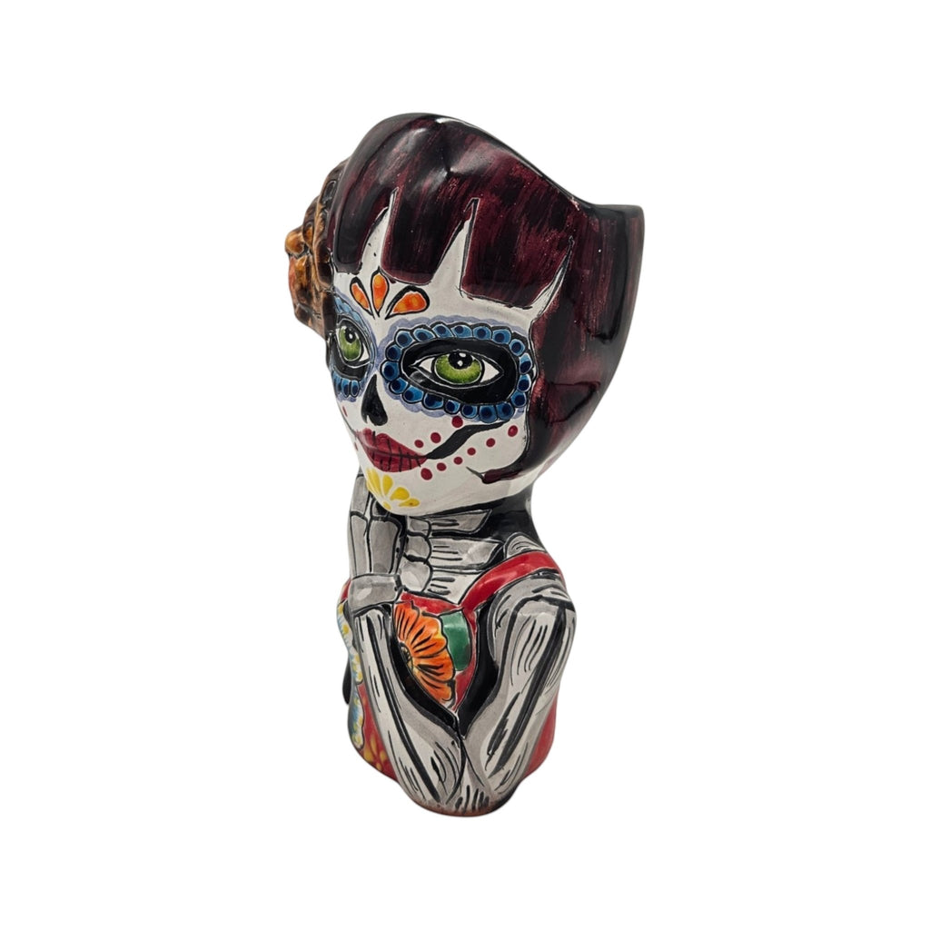 Talavera Day of the Dead Face Planter | Handmade Skull Ceramic Pot Talavera Planter La Vie Bien Talavera Day of the Dead Face Planter | Handmade Skull Ceramic Pot