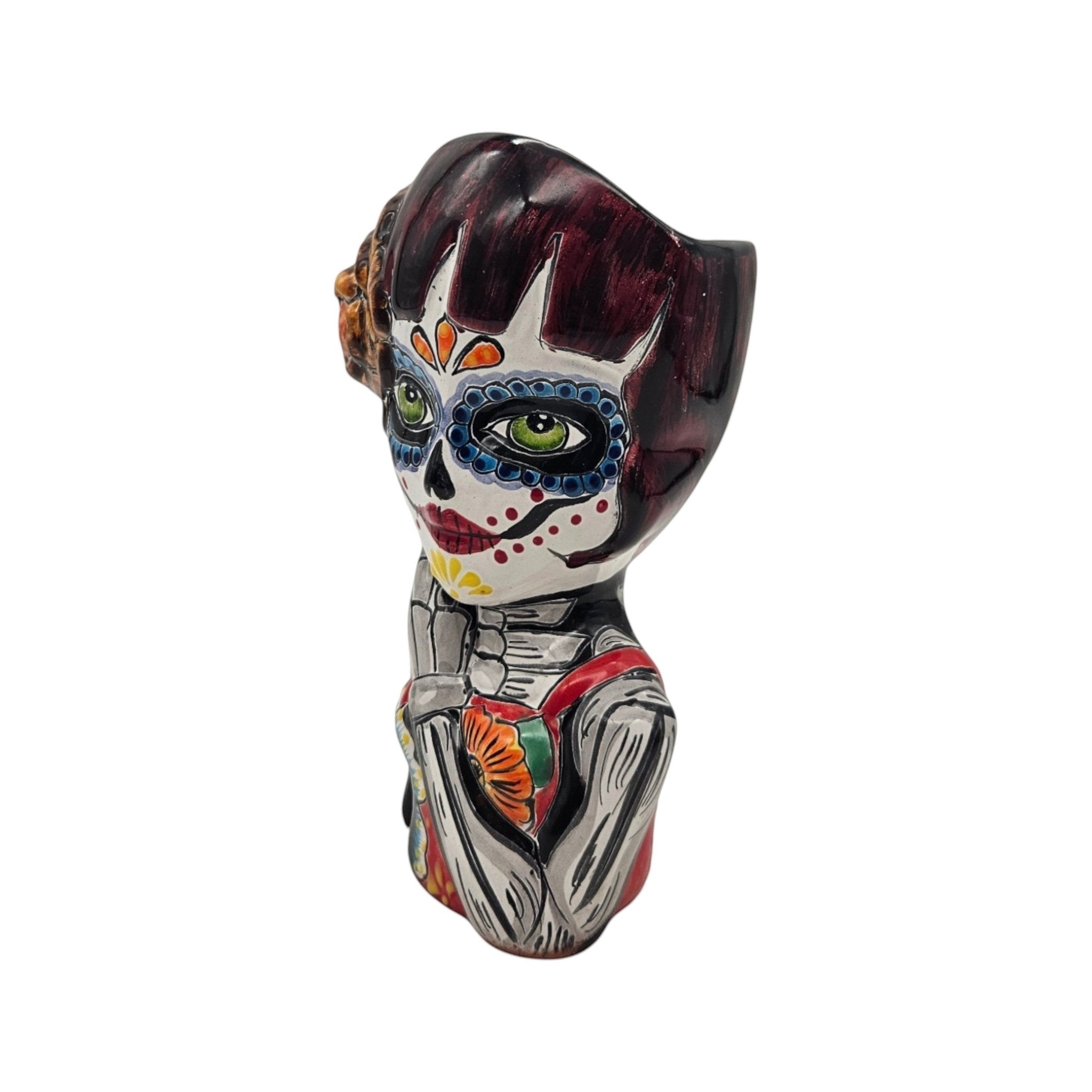 Talavera Day of the Dead Face Planter | Handmade Skull Ceramic Pot Talavera Planter La Vie Bien Talavera Day of the Dead Face Planter | Handmade Skull Ceramic Pot