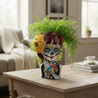 Talavera Day of the Dead Face Planter | Handmade Skull Ceramic Pot Talavera Planter La Vie Bien Talavera Day of the Dead Face Planter | Handmade Skull Ceramic Pot