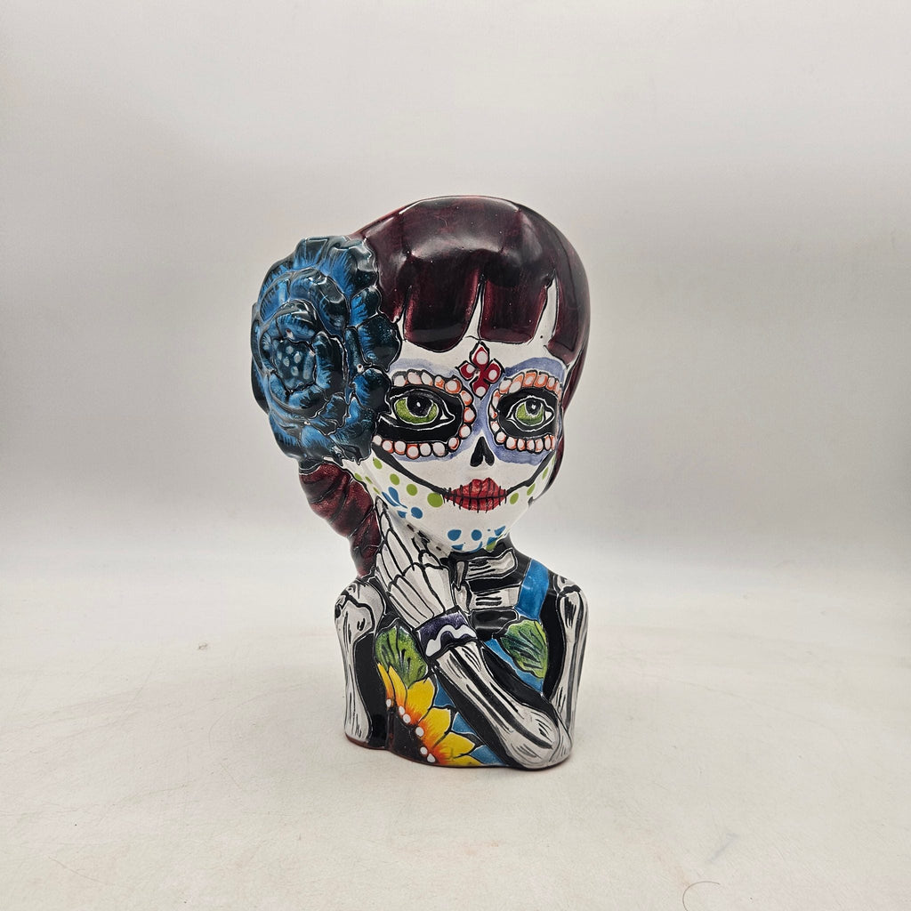 Talavera Day of the Dead Face Planter | Handmade Skull Ceramic Pot