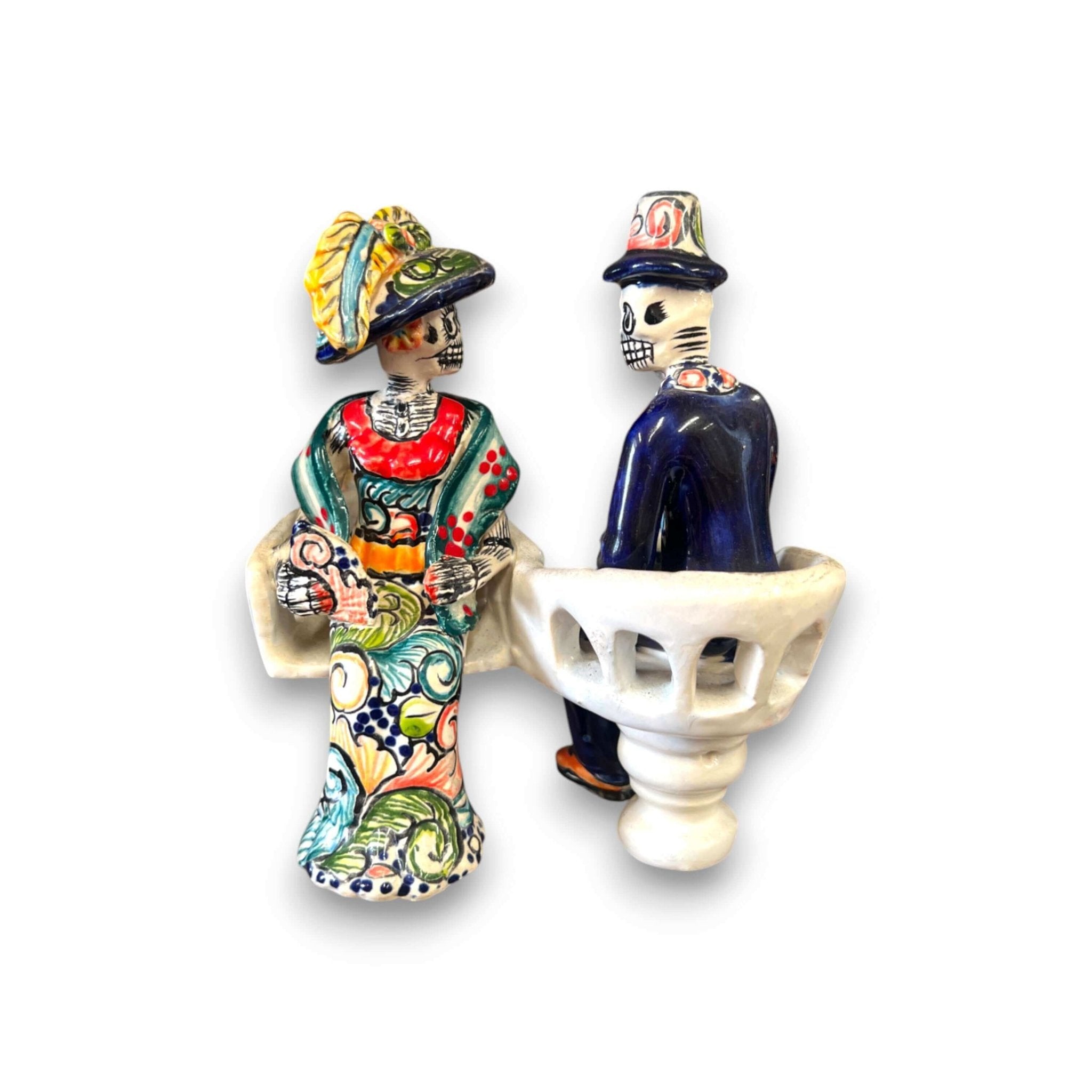 Talavera Day of the Dead Figurines | Mexican Chair Statues Talavera Figurine La Vie Bien Talavera Day of the Dead Figurines | Mexican Chair Statues