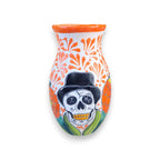 Talavera Day of the Dead Relief Vase | Hand-Painted Pottery Talavera Planter La Vie Bien Talavera Day of the Dead Relief Vase | Hand-Painted Pottery