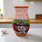 Talavera Day of the Dead Relief Vase | Hand - Painted Pottery Talavera Planter La Vie Bien Talavera Day of the Dead Relief Vase | Hand - Painted Pottery
