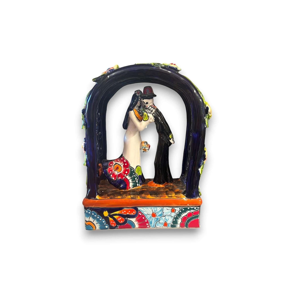 Talavera Day of the Dead Wedding Figurines | Mexican Altar Decor Talavera Figurine La Vie Bien Talavera Day of the Dead Wedding Figurines | Mexican Altar Decor
