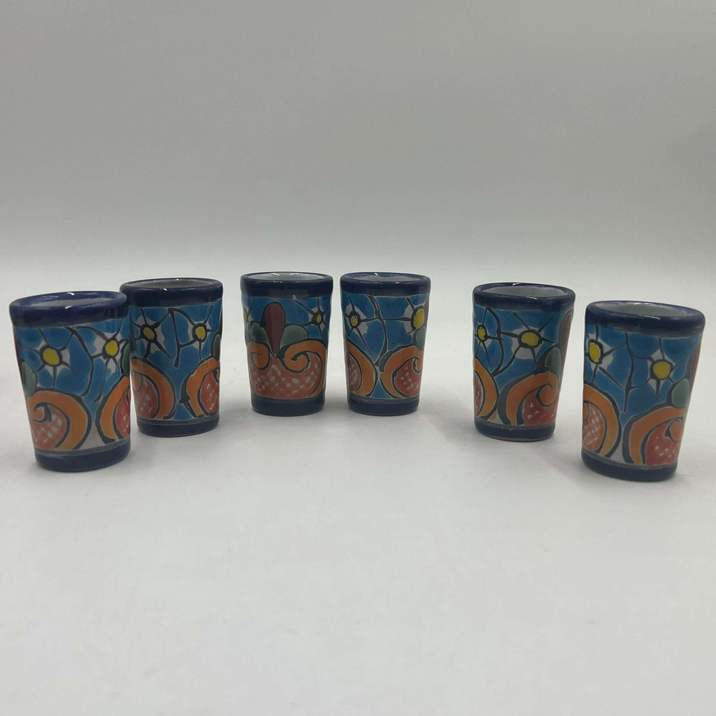 Talavera Decanter with 6 Shot Glasses | Hand Painted Mexican Set Talavera Decanter La Vie Bien Talavera Decanter with 6 Shot Glasses | Hand Painted Mexican Set