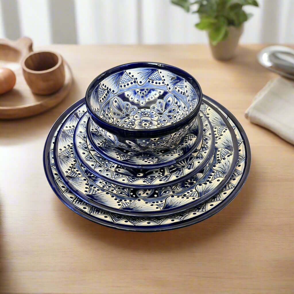 Talavera Dinnerware Set | 20-Piece Blue & White Tableware for 4 Talavera Dinnerware Set La Vie Bien Talavera Dinnerware Set | 20-Piece Blue & White Tableware for 4