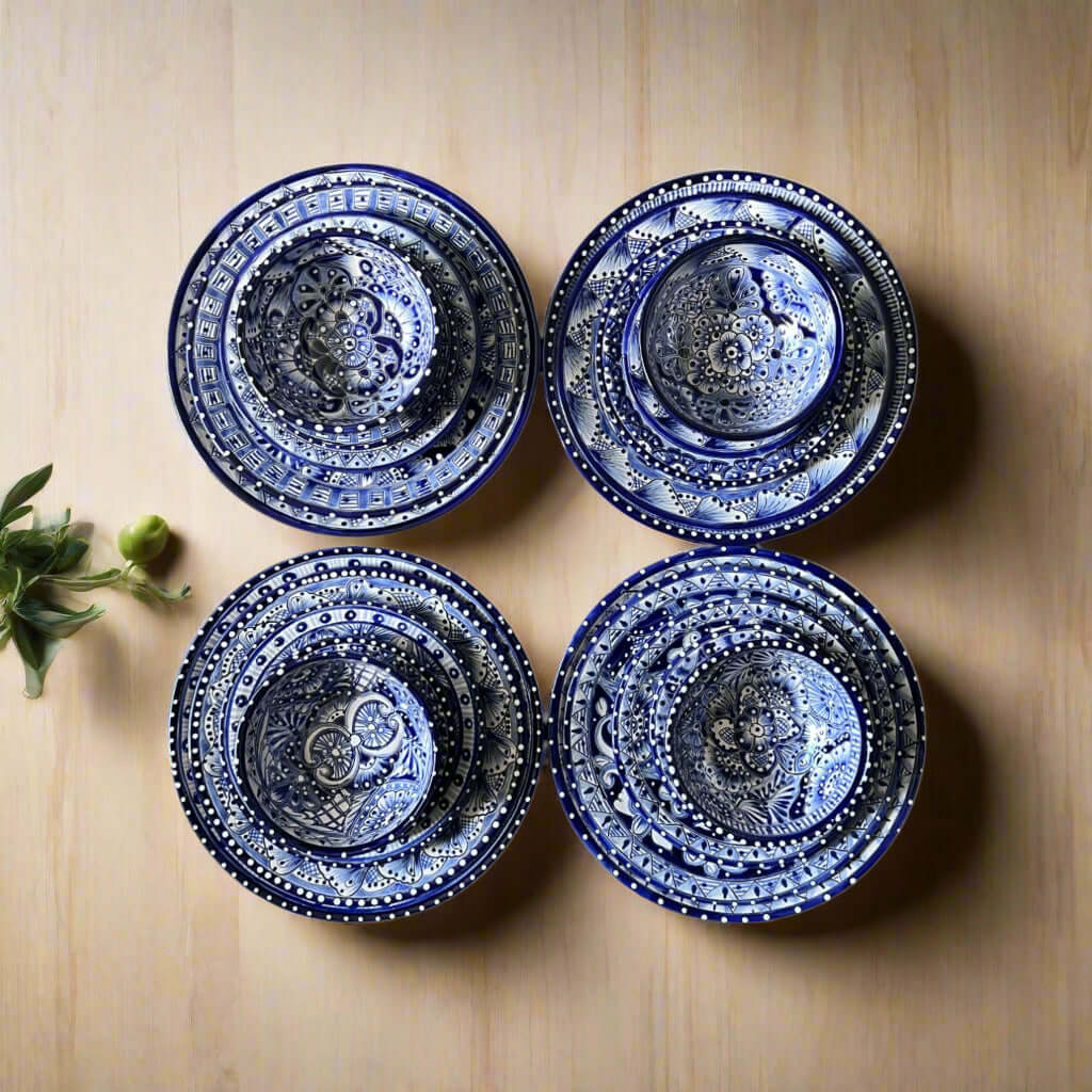 Talavera Dinnerware Set | 20-Piece Blue & White Tableware for 4 Talavera Dinnerware Set La Vie Bien Talavera Dinnerware Set | 20-Piece Blue & White Tableware for 4