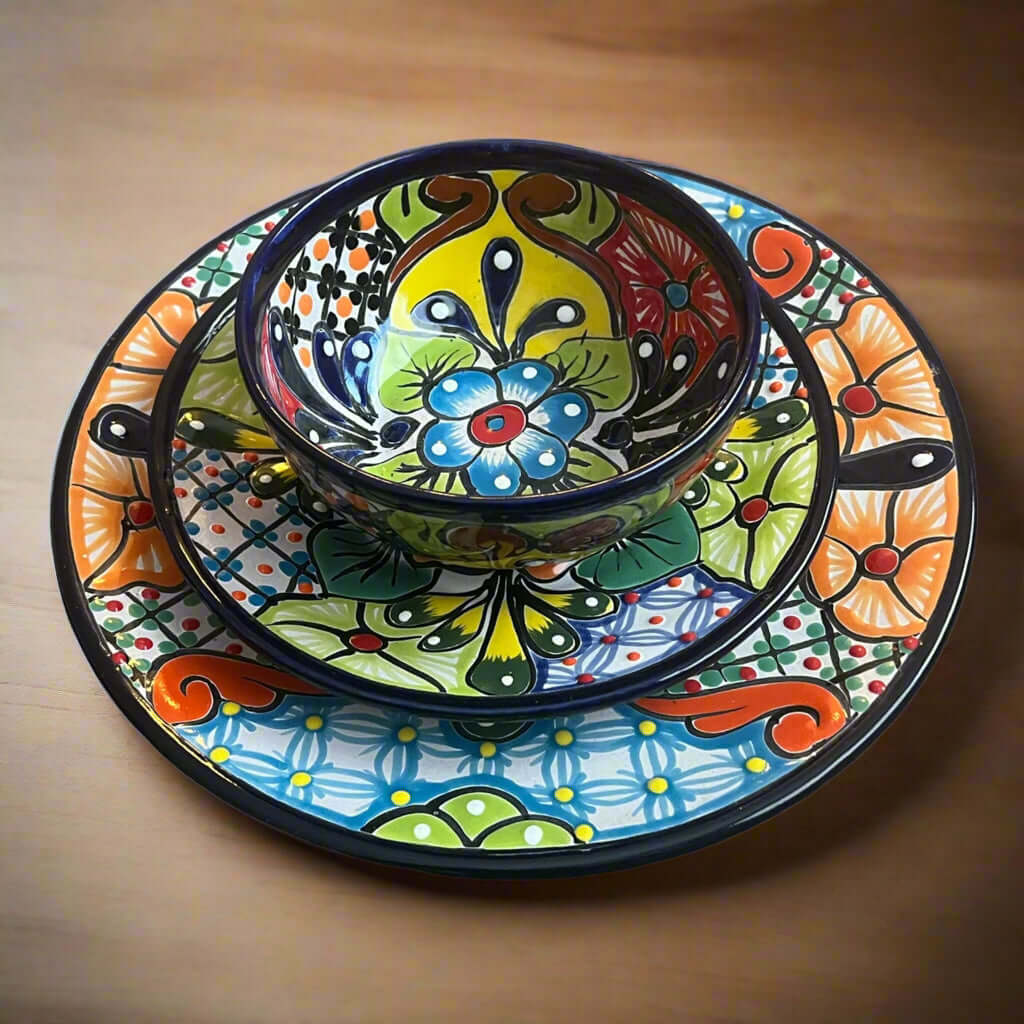 Talavera Dinnerware Set | 26 - Piece Floral Tableware for 8 Talavera Dinnerware Set La Vie Bien Talavera Dinnerware Set | 26 - Piece Floral Tableware for 8