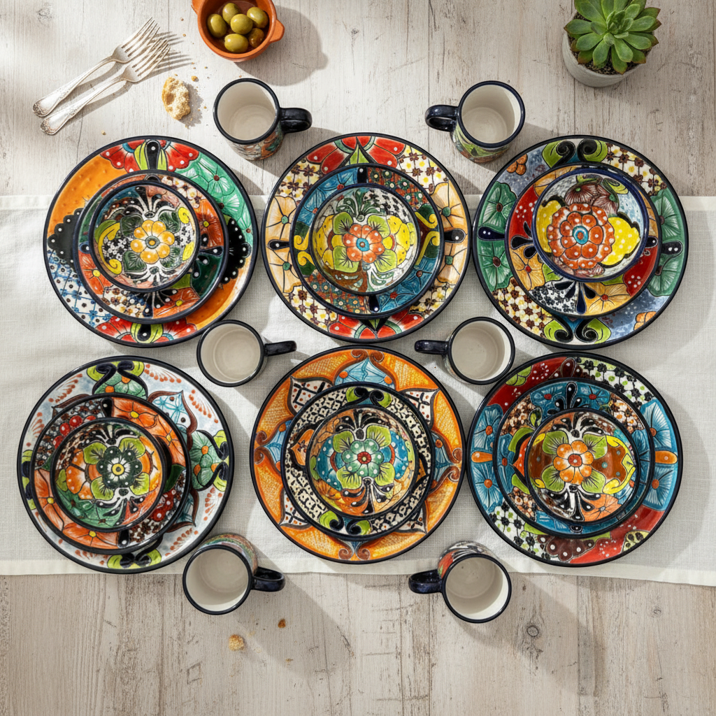 Talavera Dinnerware Set | 26 - Piece Vibrant Floral Mexican Dishware Talavera Dinnerware Set La Vie Bien Talavera Dinnerware Set | 26 - Piece Vibrant Floral Mexican Dishware