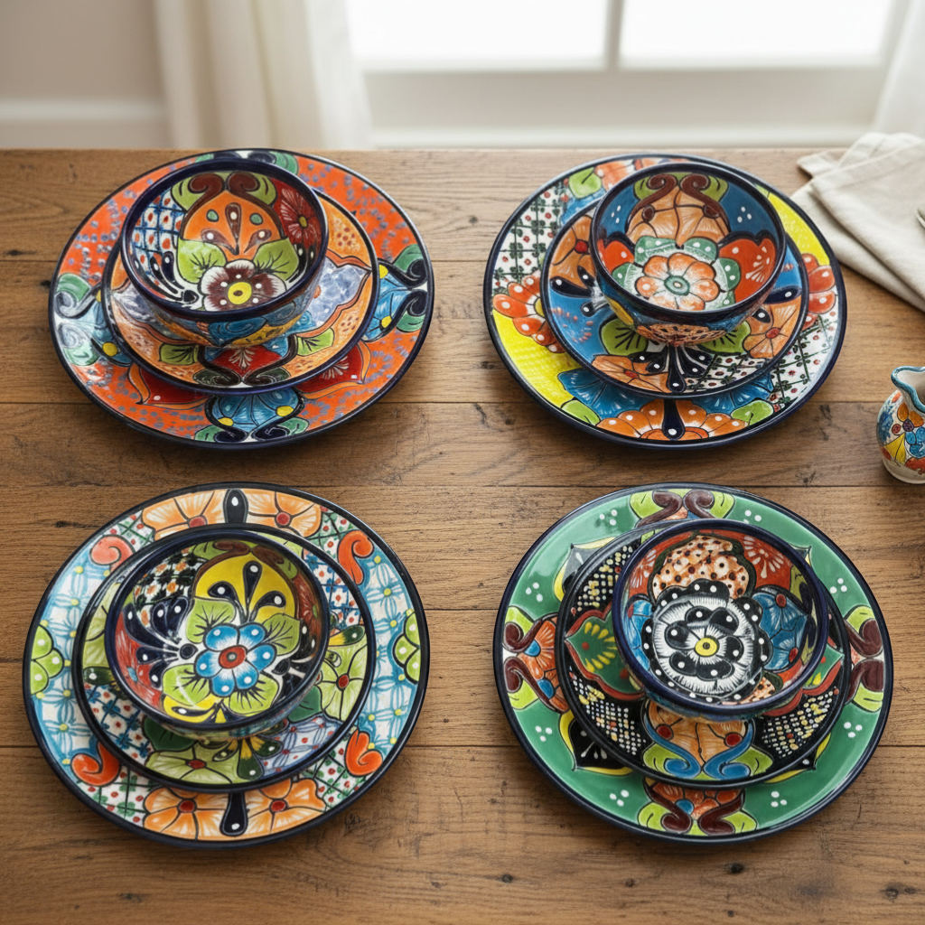 Talavera Dinnerware Set | 33 - Piece Mexican Dish Set for 8 Talavera Dinnerware Set La Vie Bien Talavera Dinnerware Set | 33 - Piece Mexican Dish Set for 8