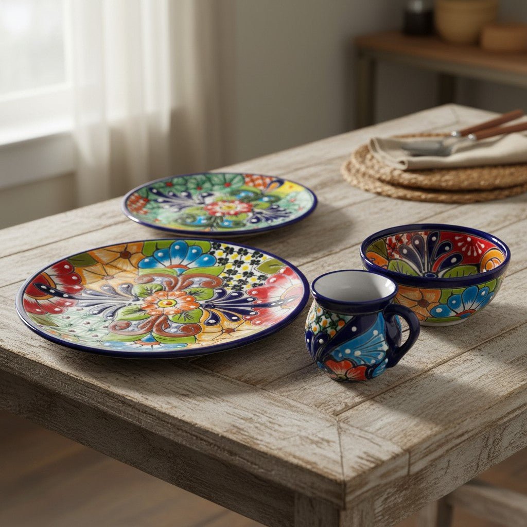 Talavera Dinnerware Set | 34 - Piece Mexican Tableware for 8 Talavera Dinnerware Set La Vie Bien Talavera Dinnerware Set | 34 - Piece Mexican Tableware for 8