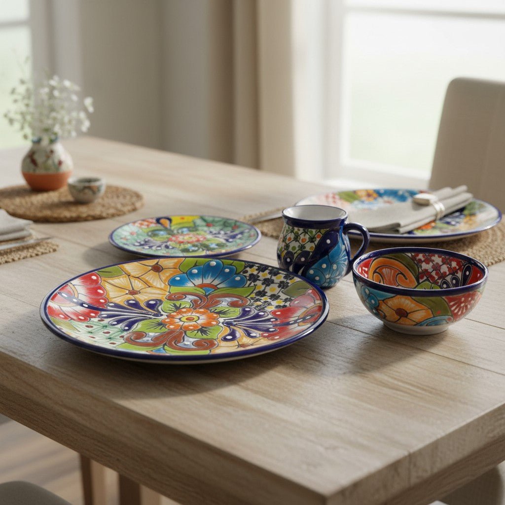 Talavera Dinnerware Set | 34 - Piece Mexican Tableware for 8 Talavera Dinnerware Set La Vie Bien Talavera Dinnerware Set | 34 - Piece Mexican Tableware for 8