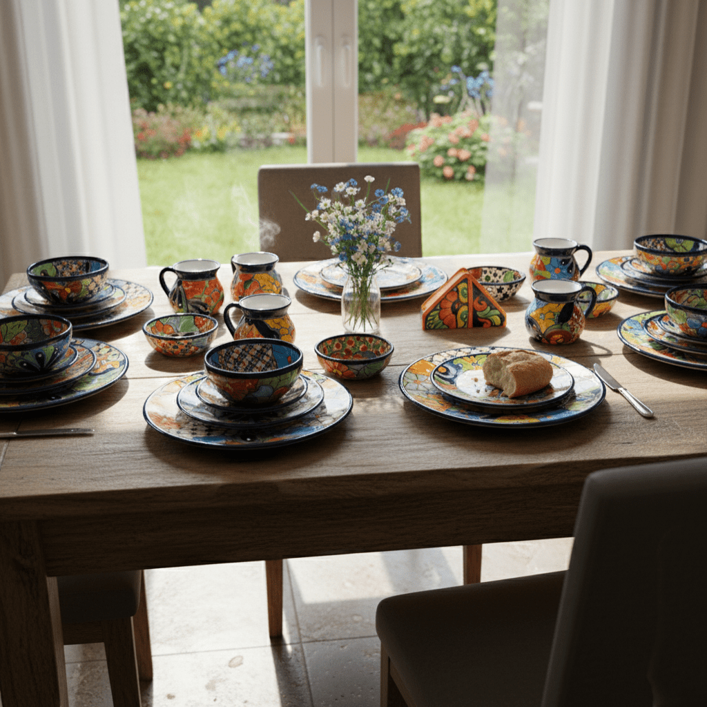 Talavera Dinnerware Set | 43 - Piece Floral Tableware for 8 Talavera Dinnerware Set La Vie Bien Talavera Dinnerware Set | 43 - Piece Floral Tableware for 8