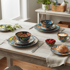 Talavera Dinnerware Set | 43 - Piece Floral Tableware for 8 Talavera Dinnerware Set La Vie Bien Talavera Dinnerware Set | 43 - Piece Floral Tableware for 8